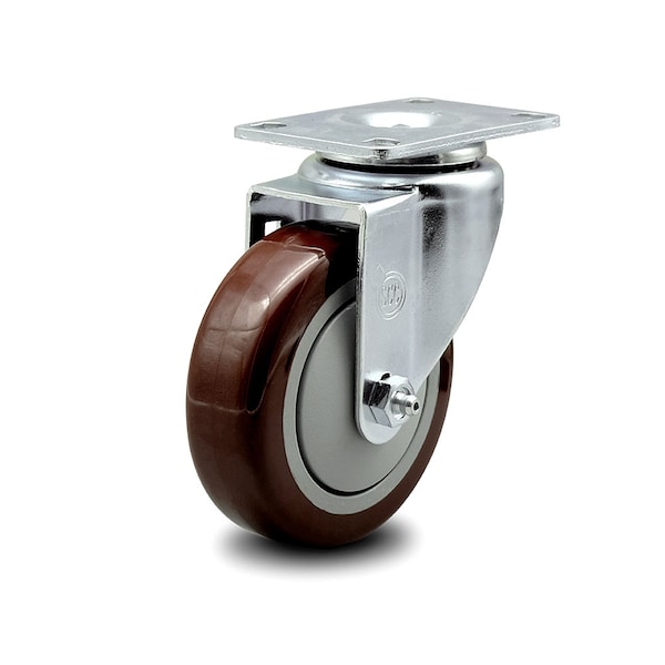 Service Caster 4 Inch Maroon Polyurethane Wheel Swivel Top Plate Caster SCC-20S414-PPUB-MRN - main